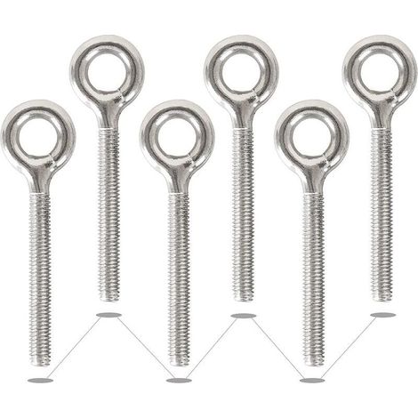 6 Pack M10 304 Anneaux en Acier Inoxydable Soudés Fermés Boulons à Oeil de Tige Filetée Résistant à La Corrosion-Vis à œil (1/4)