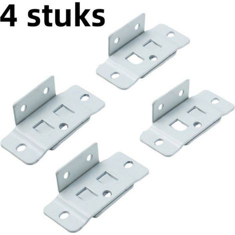 Coin De Fixation - Boucle Métallique 2 En 1 - Support Pour Étagère De Meuble - Kit De 4 Pièces - Blanc (1/4)