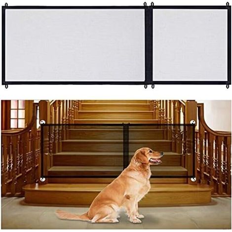 Porte Magique pour Chien,Barrière de sécurité pour Animaux,Pet Safety Enclosure,Barrière de sécurité Magique pour Chiens,Magic Pet gate,Barrière de sécurité pour Animaux (72-180)，Zipper,Seuçais (1/5)