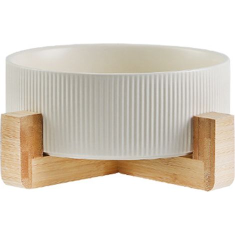 Gamelles en céramique pour chiens avec support en bois, gamelles pour eau et nourriture, gamelles lestées pour chiens