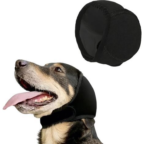 Paraorecchie per cani, antirumore, impermeabili, con elastico e isolamento acustico per bloccare i rumori, calmare durante il bagno e l'inverno (nero, taglia S) (1/5)