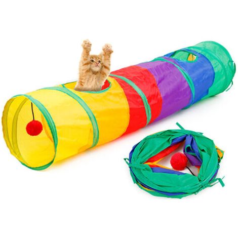 Jouet pour chat tunnel pliable pour chat, jouet caché pour jeu interactif pour chat, Ensoleillé (1/5)
