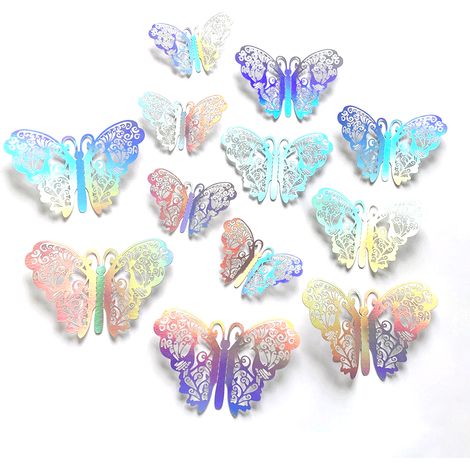 Papillon Décor Mur - 48 Pièces Papillons 3D Auto-Adhésifs pour Chambre d'Enfant Crèche Fête d'Anniversaire (1/5)