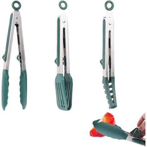 Set di 3 pinze da cucina universali in silicone bloccabili, pinze per carne resistenti al calore da 27 cm, pinze per griglia con manico in silicone antiscivolo per grigliare (1/5)