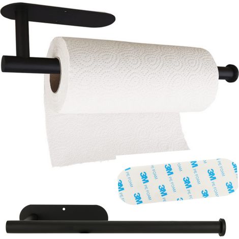 Soporte giratorio para toallas de cocina, toallas de papel, percha, estilo loft negro (1/5)