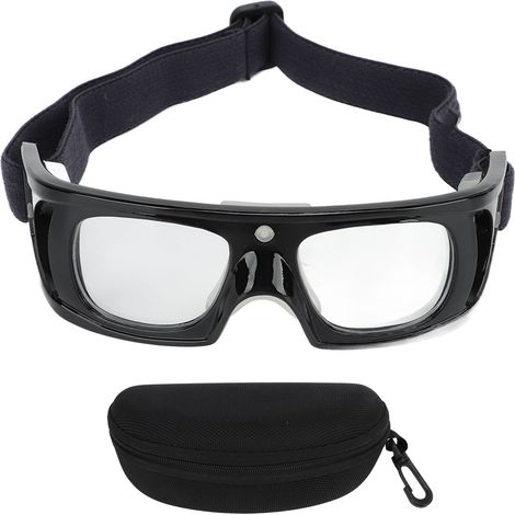 Lunettes de sport pour enfants, monture courbe ajustable, matériau PC résistant aux chocs, protection pour basketball, noir (1/5)