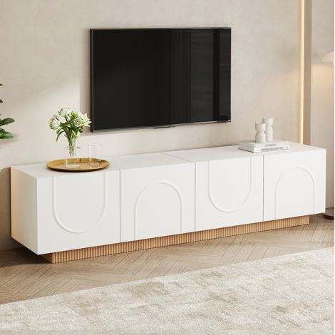 Mobile TV 170x38x42 cm con 4 ante, gestione cavi e vano contenitore struttura stabile pannelli in MDF e truciolato - bianco (1/5)