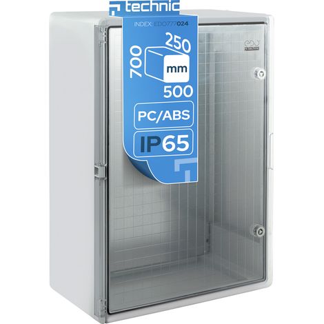 Coffret électrique étanche IP65 IK10 500x700x250 mm porte transparente gris - EDO Technic