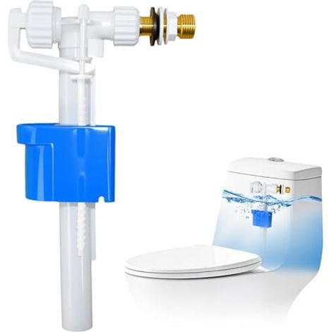 Vanne Remplissage Universelle Chasse d'eau, G3/8"/G1/2", Réglable Vanne Réservoir Toilette avec Flotteur, Mécanisme Robinet WC, Réglable Universel (1/4)