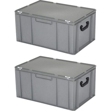 BRB 2 Kunststoffkoffer/Eurokoffer mit 2 Tragegriffen, LxBxH 600x400x330 mm, grau