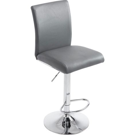 Taburete de bar trona con reposapiés en forma de trompeta de diseño moderno en sintético gris 100000007