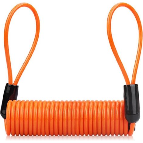 1 Câble de rappel, Antivol à disque, Acier et PVC, 120 cm, Orange, Pour moto, scooter, vélo