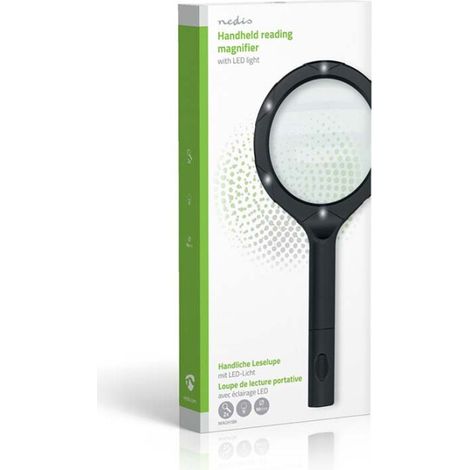 Nedis Handlupe / Linsenstärke: 4 Diopter / 10000 K / 0.05 W / 9 lm / Schwarz