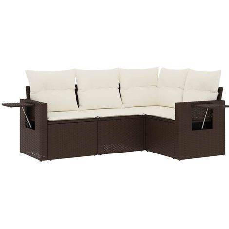 Maison Exclusive - Set de sofás de jardín 4 pzas y cojines ratán (1/5)
