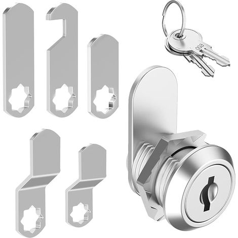 16 mm Mailbox Lock with 5 Different Lock Plates and 2 Cabinet Cam Security Keys for Mailbox/Tools, Locker, File (1/5)