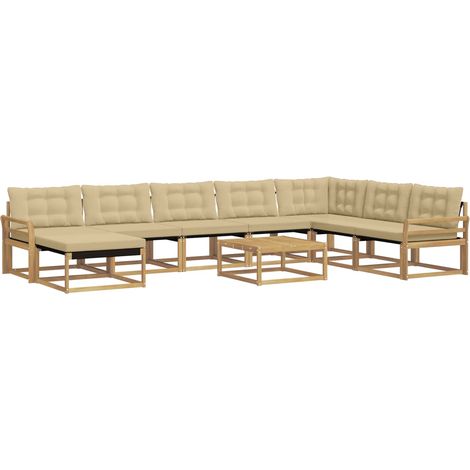 Set di divani da esterno 9 pz Bianco e Beige vidaXL (1/5)