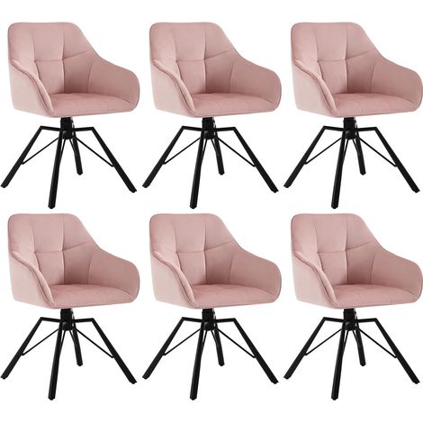 WOLTU Silla de Comedor Giratoria 360° 6X, Sillón de Terciopelo, Rosa