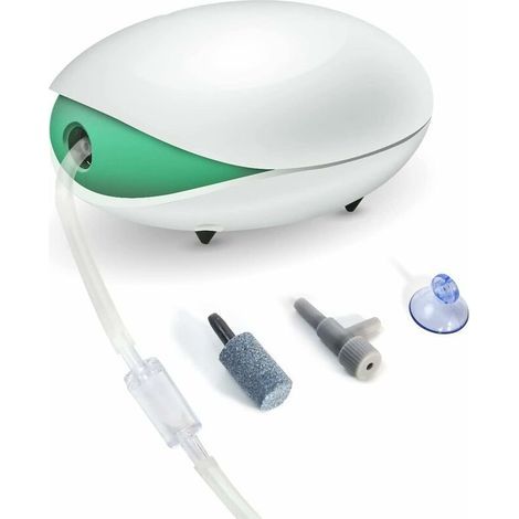 Pompe à air pour aquarium, pompe à oxygène silencieuse avec tuyau d'air, pierre à bulles, clapet anti-retour et valve de commande pour aquarium de 1 à 150 litres (1/5)