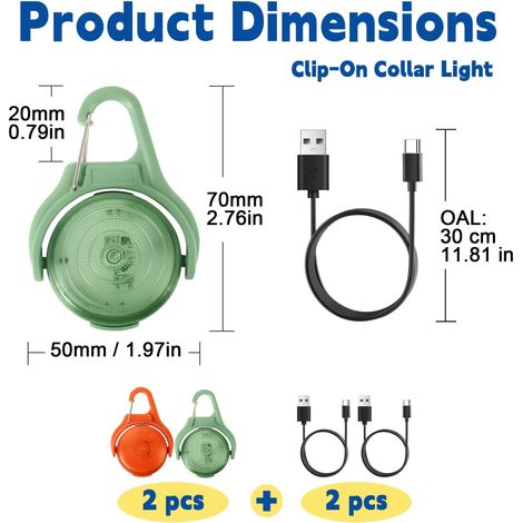 Lampe de sécurité LED rechargeable pour collier de chien, accessoire lumineux pour harnais et laisse, 4 modes d'éclairage haute visibilité pour promenades nocturnes
