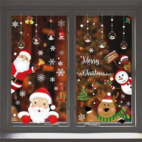 NoëL Autocollants Fenetre, Décoration de Noël Fenetre Stickers DIY Amovibles PVC Réutilisables Autocollant Fenetre pour Deco NoëL Intérieur (1/3)