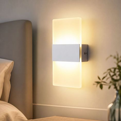 Applique murale LED design minimaliste en aluminium et acrylique, 20x10cm, 4W, lumière tricolore, idéale pour chambre et couloir (1/4)