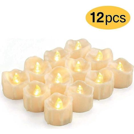 LED-Teelichter mit Timer, 12er-Pack, flammenlose, flackernde LED-Kerzen aus echtem Wachs mit Cr2032-Technologie (1/5)