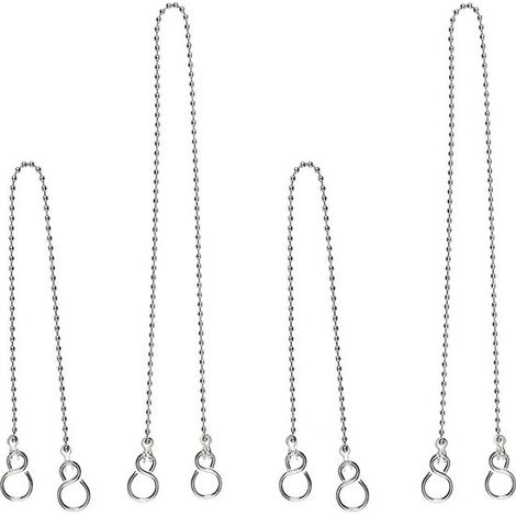 Lot de 4 chaînettes d'évacuation pour bouchon de bonde, longueurs 40 cm et 25 cm, en acier inoxydable, pour évier et lavabo, argent (1/5)
