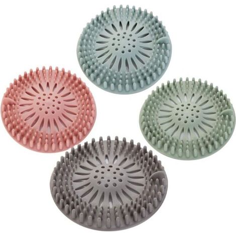 4 pièces de Filtre à Cheveux en Silicone, Dispositif de Protection de Drainage Universel, Peuvent être utilisées dans la Salle de Bain, la Baignoire, la Cuisine, Le Filtre à Cheveux