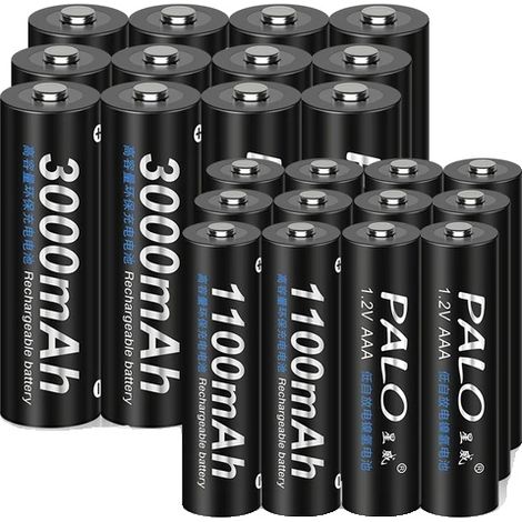 Wiederaufladbare Batterien, 3000 mAh Kapazität, Schnellladefunktion, 12 AA-Batterien (1/2)