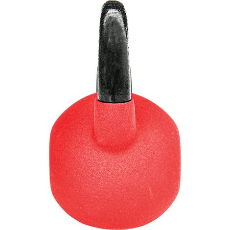 Kettlebell 10 kg en métal poids pour entraînements avec poignée antidérapante et fond plat 19x12x22cm rouge et noir (1/5)