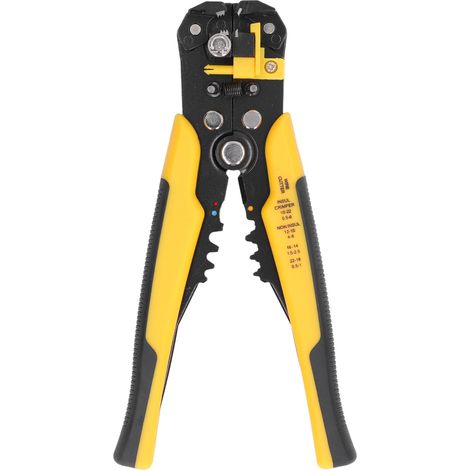 Pince à sertir automatique 8 pouces, outil multifonction ergonomique manuel de coupe et dénudage de fil, jaune pour maison et atelier (1/5)