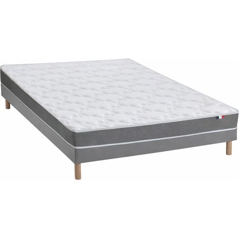 Ensemble matelas mousse 25kg/m3 H16 cm sommier en kit 140x200 cmgris (1/5)