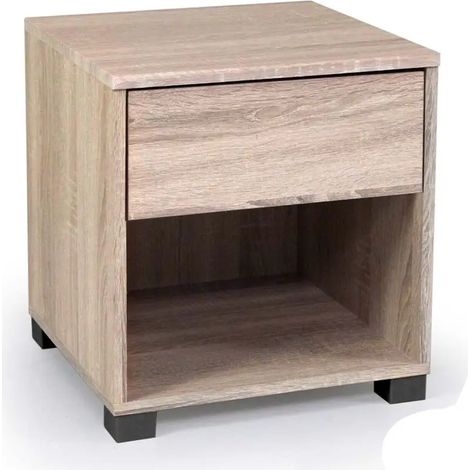 Mesita de noche Atena 40 x 36 x 44 cm en roble natural con 1 cajón