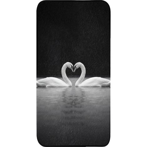 TAPIS DE TOILETTE Cygnes - Coeur - Noir - Blanc 60x120 cm