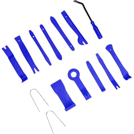 Kit de Réparation Auto 14 Pièces pour Démontage Tableau de Bord, Portières et Autoradio - Outillage Professionnel Bleu