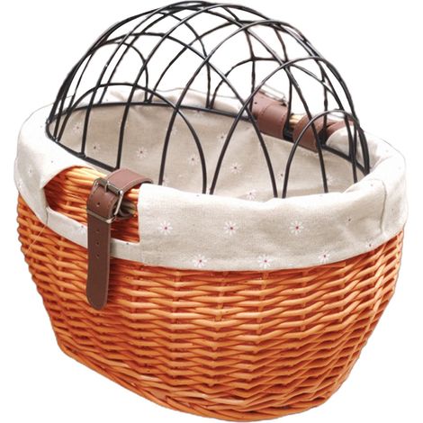1 Panier vélo osier, couvercle maille métal, transport chien chat, fixation guidon, accessoire cyclisme extérieur (1/5)