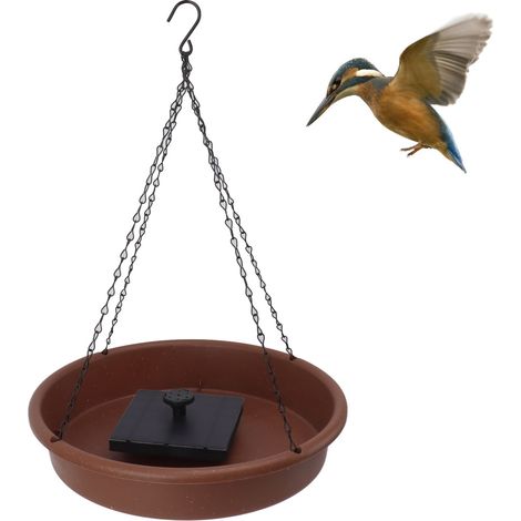 Bain d'oiseaux suspendu rond flottant à pompe solaire, fontaine et abreuvoir pour oiseaux (1/5)