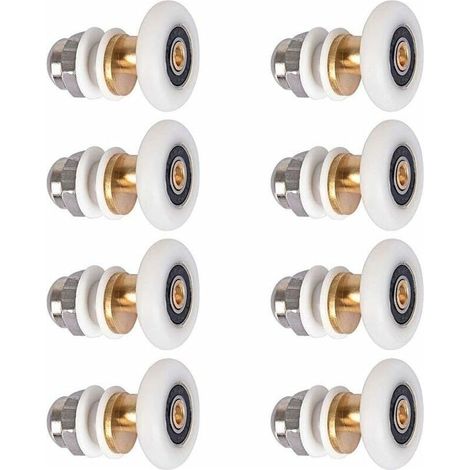 27mm Shower Door Rollers – Set of 8 Nylon and Copper Rollers – For Sliding and Curved Doors – Easy Installation (1/5)