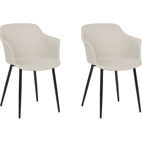 Conjunto de 2 sillas de comedor retro tapizadas con reposabrazos color beige claro Elim (1/5)