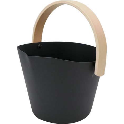 Nikkarien Saunakübel 6 l Aufgusskübel in Schwarz aus Aluminium mit Holzgriff (1/2)
