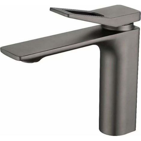 Robinet de lavabo - Inox 304 brossé - Anticalcaire - Chaud et froid - Grey (1/4)
