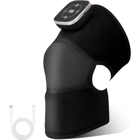 Genouillère chauffante avec fonction massage, genouillère rechargeable, masseur vibrant réglable pour la relaxation des épaules et des coudes, 5 niveaux de chauffage et 3 modes de vibration (1/5)