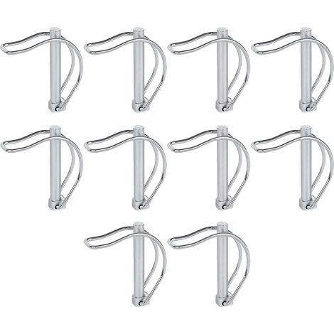 Packung mit 10 D-förmigen Verriegelungsbolzen (8x50 mm), verzinkter Stahl für Garten, Anhänger und Maschinen (1/5)