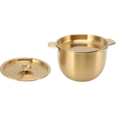 Casserole à huile profonde de 2,8 L en acier inoxydable 304 avec couvercle, usage domestique, avec filtre, idéale pour la cuisine et le service à la cuisson. Couleur : or. (1/5)