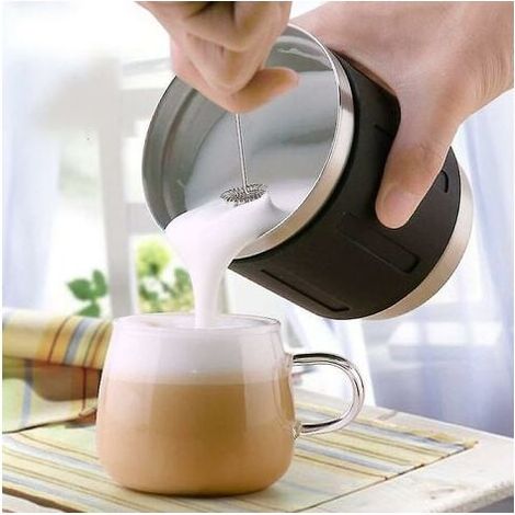 Mousseur à lait portatif et mélangeur de boissons, accessoires de mélangeur de mousse électrique en acier inoxydable-baguette de fouet mousseur à main pour faire du café, du matcha, du latt