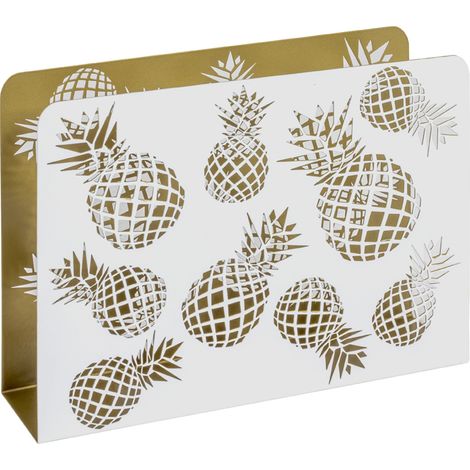 Porte revues coloris blanc-doré - Dim : L 35 x P 10 x H 26 cm -PEGANE- (1/4)
