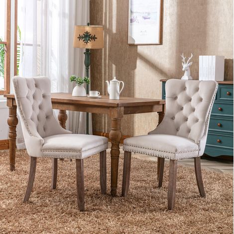 sedia sala da pranzo velluto beige schienale alto OKMYHOME (1/5)