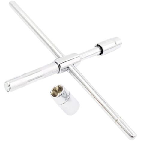 Clé En Croix Télescopique à Quatre Pans Écrou De Roue Clés Pneus Acier Cruciforme Pour Voiture Pneu Pied D'oie Silver 45 - (1/5)