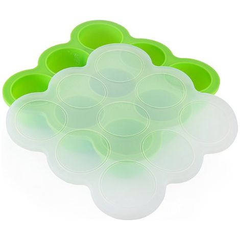 Aufbewahrungsbehälter für gefrorene Babynahrung Silikonmaterial Mit verschließbarem Deckel und 9 separaten Fächern Gefrierschale für Babynahrung 70 ml (1/5)