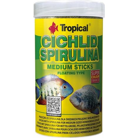 Bastoncini di spirulina per ciclidi tropicali, formato medio, 250 ml/90 g (1/2)